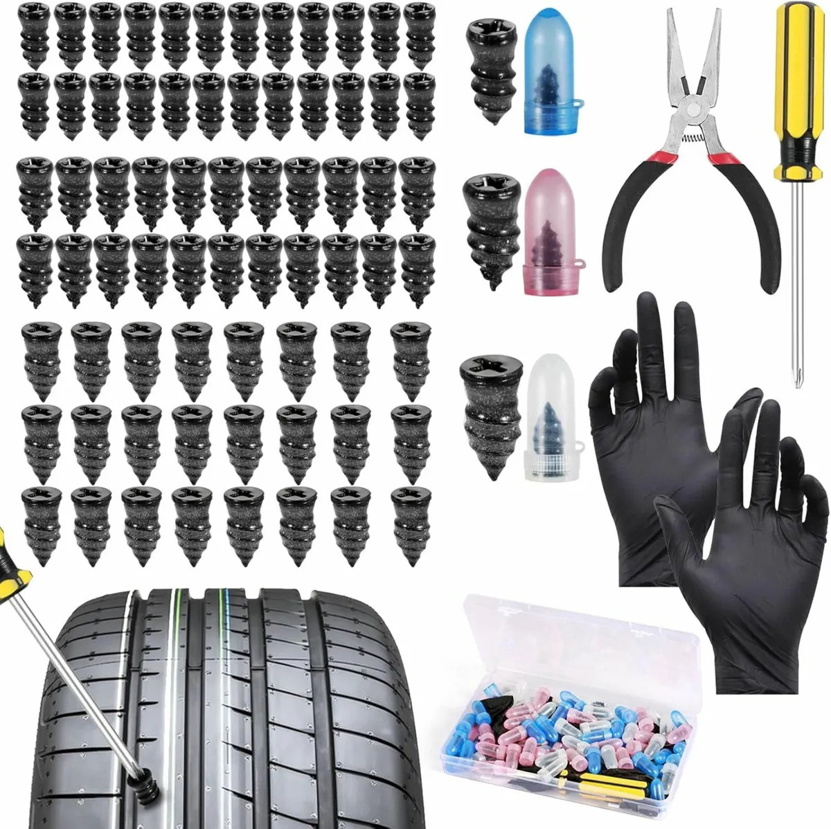 75Pcs Tyre Repair Kit Rubber Nails, Car Puncture R