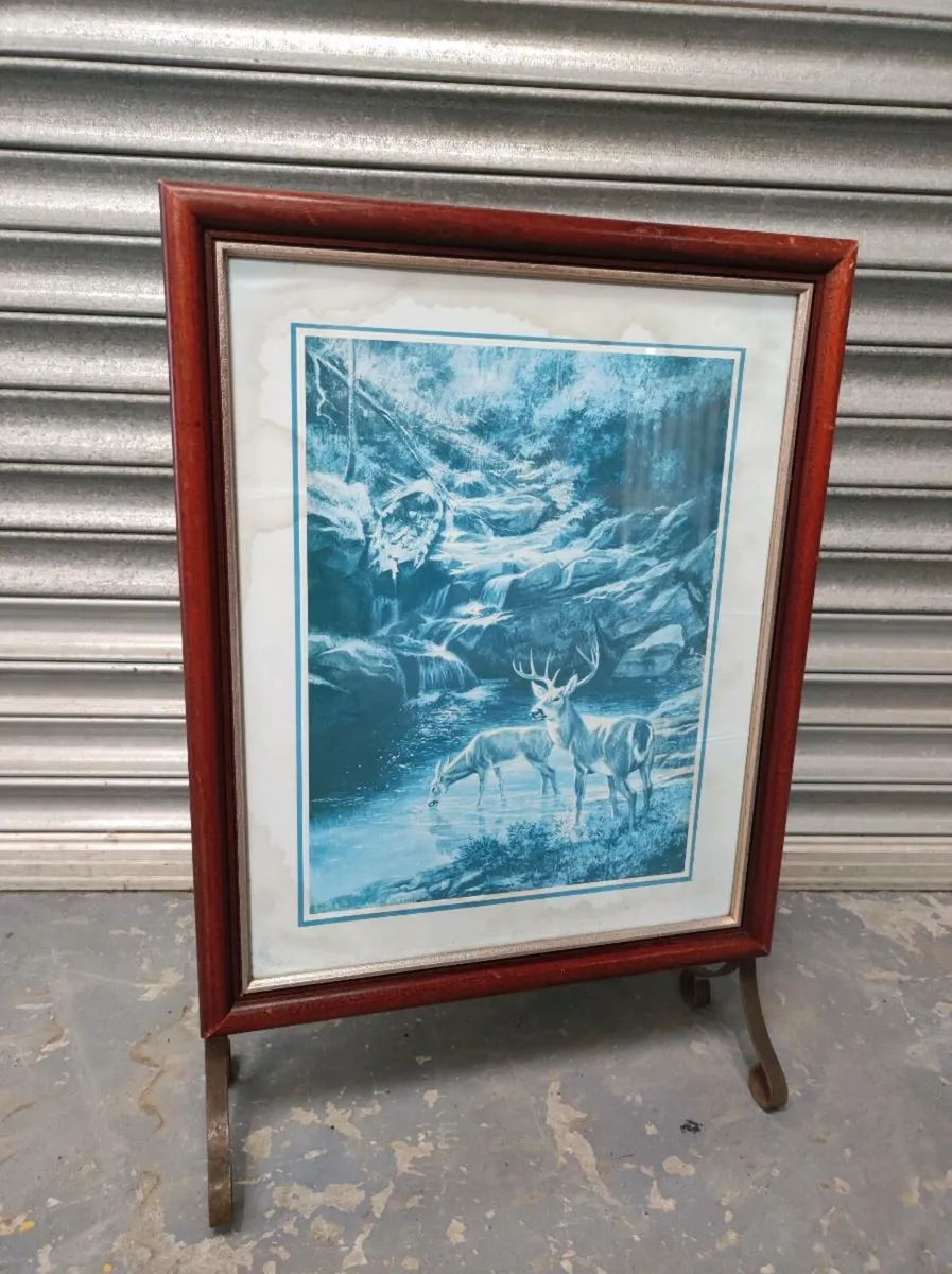 Vintage brass Coal scuttle Box & fire screen - Image 2