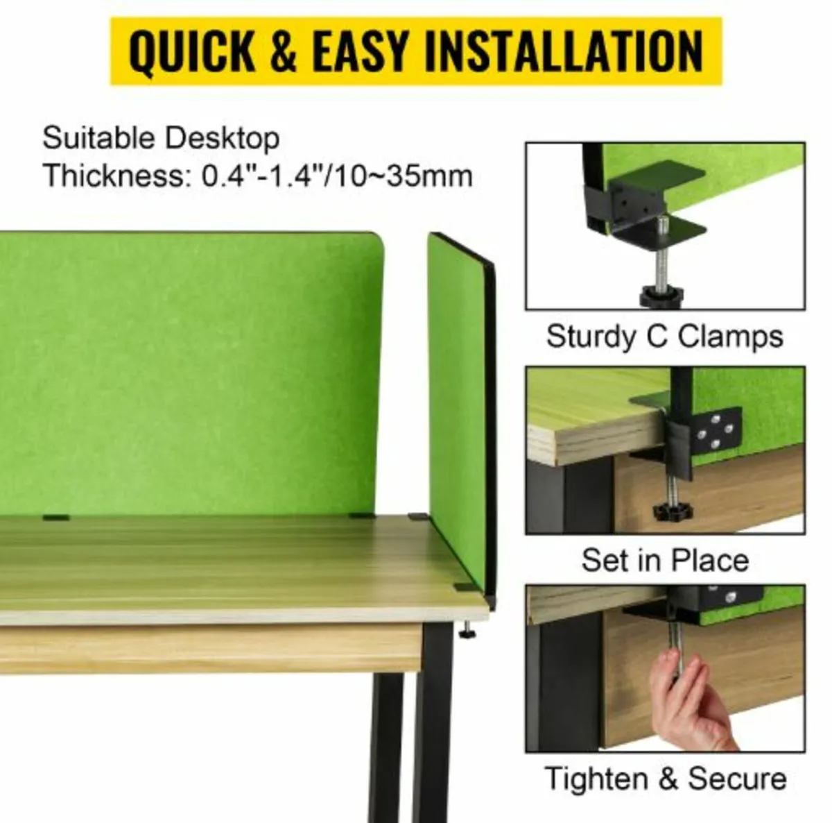 Desk Divider 60'' Desk Privacy Panel, 3 Panels - Image 2