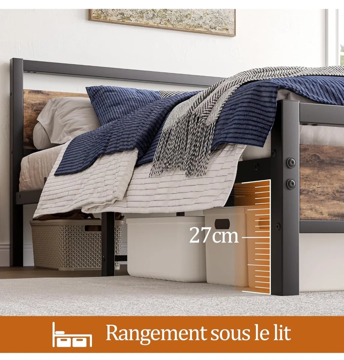 King Size with Wooden Headboard and Footboard - Image 4