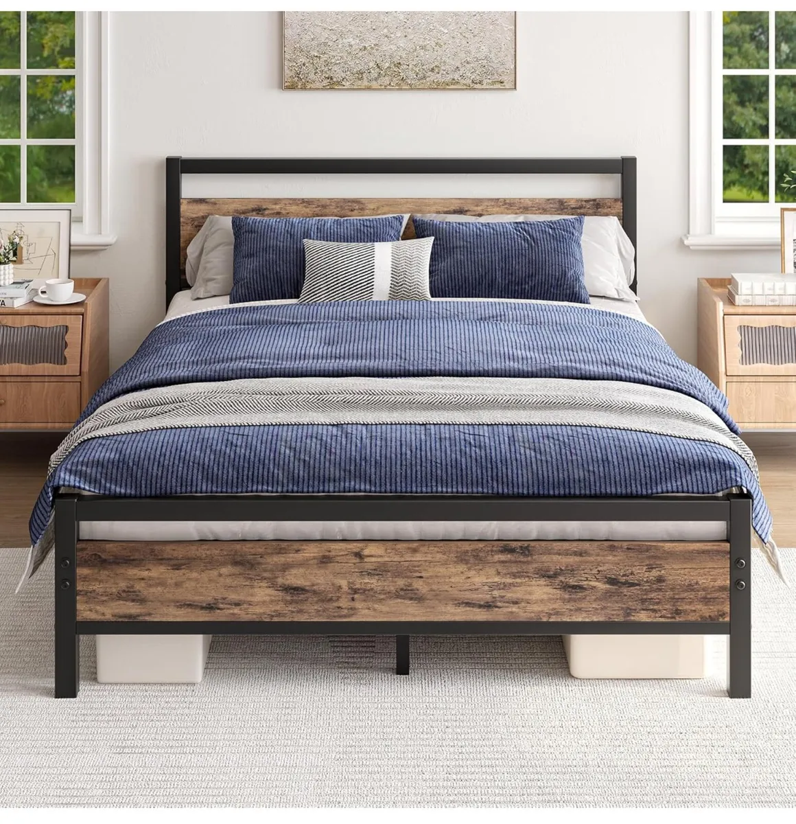 King Size with Wooden Headboard and Footboard - Image 1