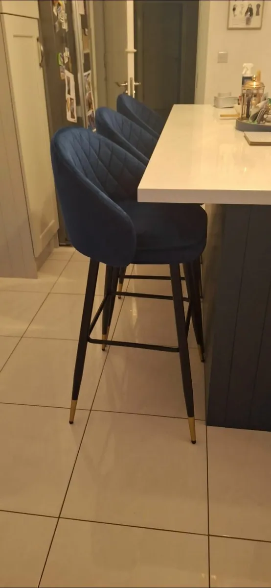3 Navy Bar Stools - Image 2