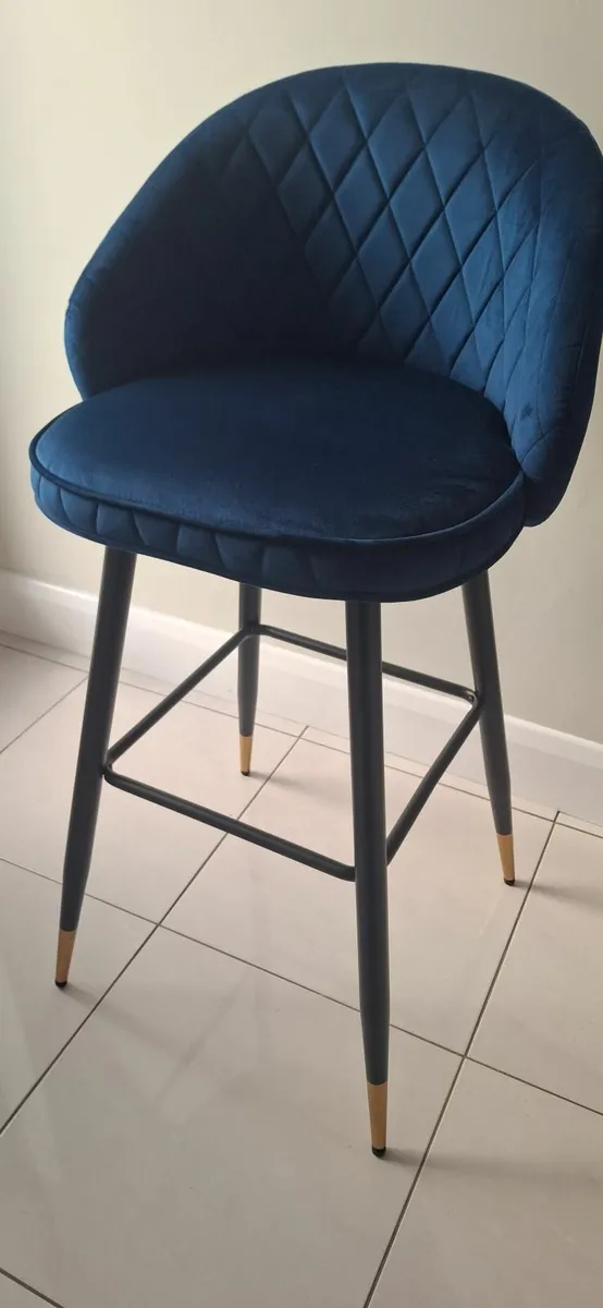 3 Navy Bar Stools - Image 4