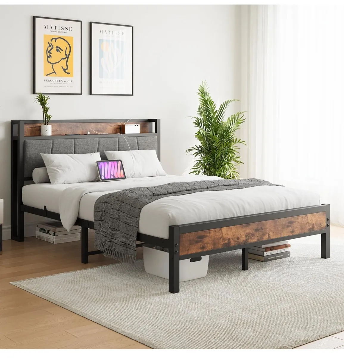 Kingsize Bed Base with Charging Station - Image 1