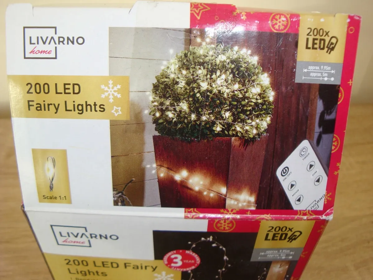 200 LED fairy lights with remote warm white - Image 2