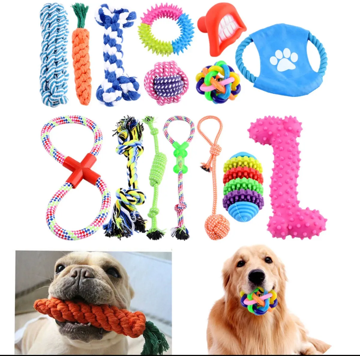 15PCS Tough Puppy Dog Toys Bundle - Image 1