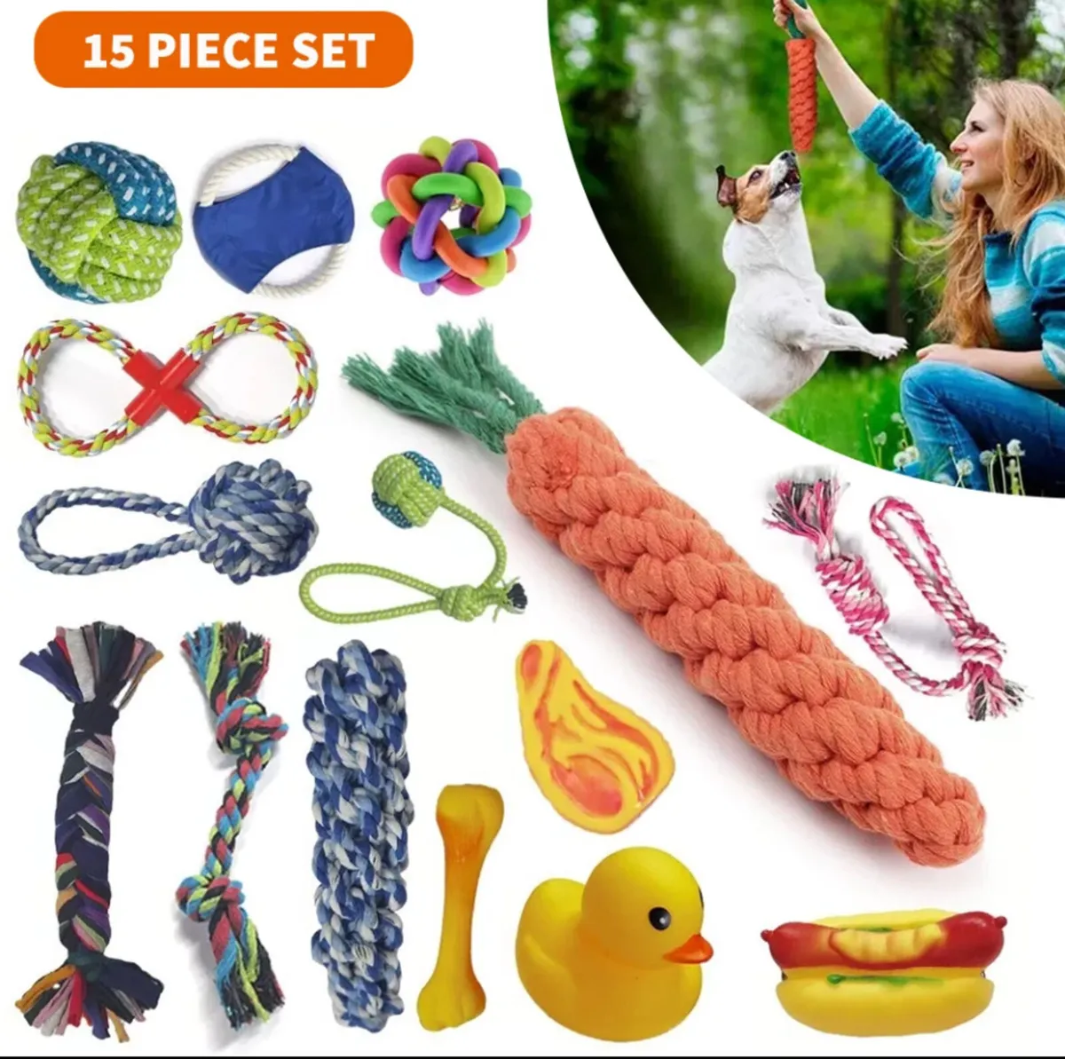 15PCS Tough Puppy Dog Toys Bundle - Image 2