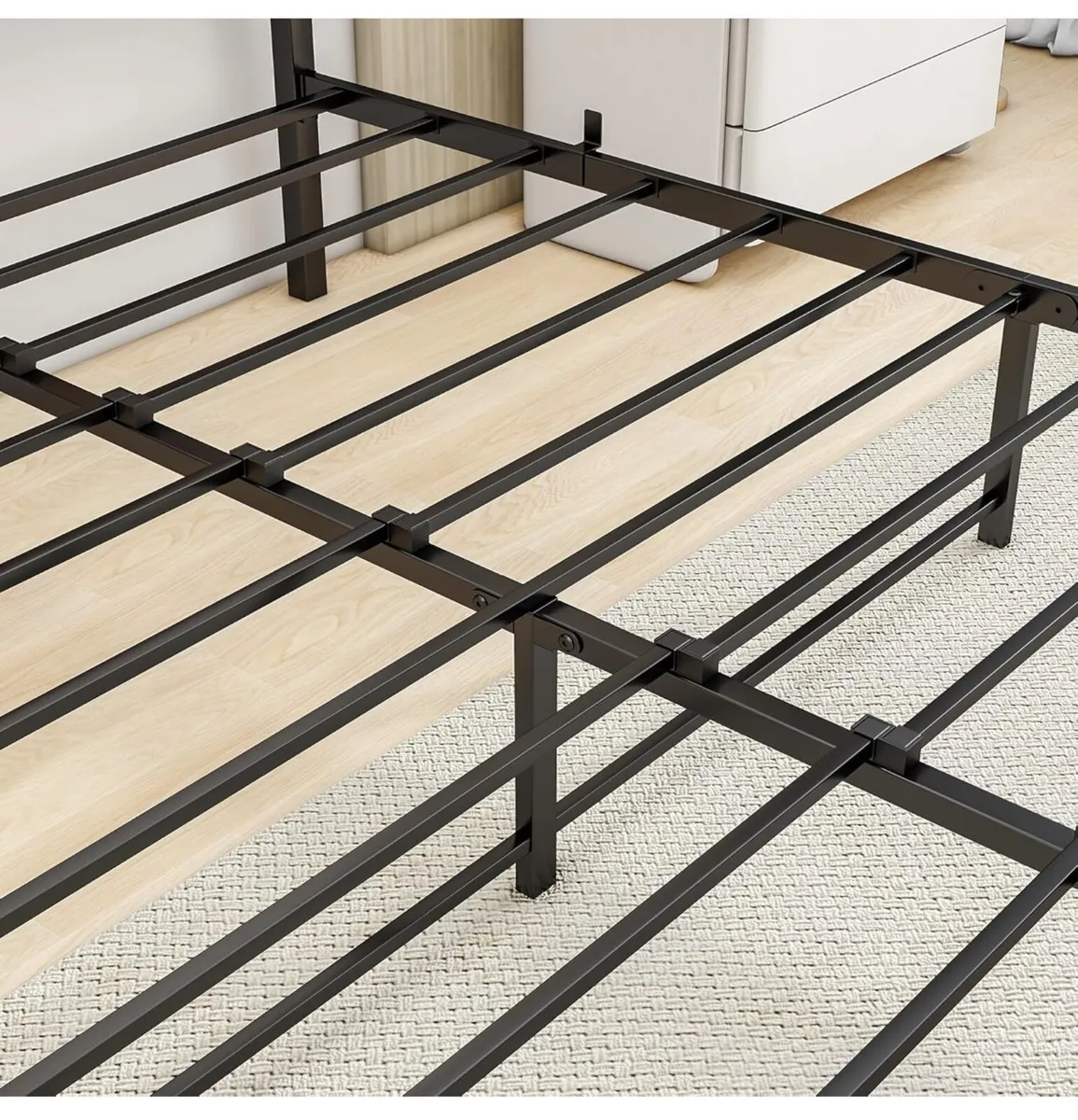 King Size Bed Frame with Wooden Headboard - Image 3