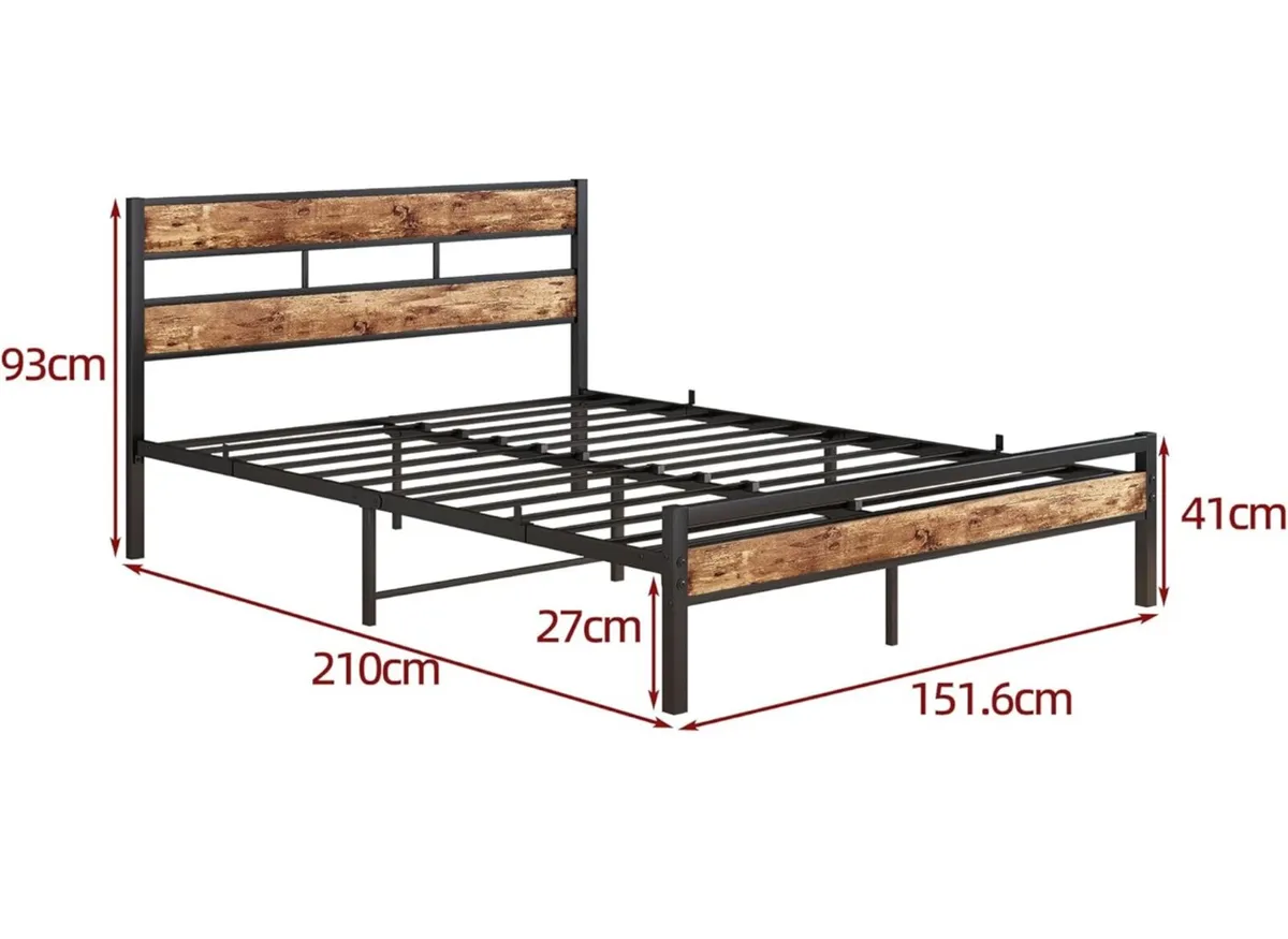 King Size Bed Frame with Wooden Headboard - Image 2