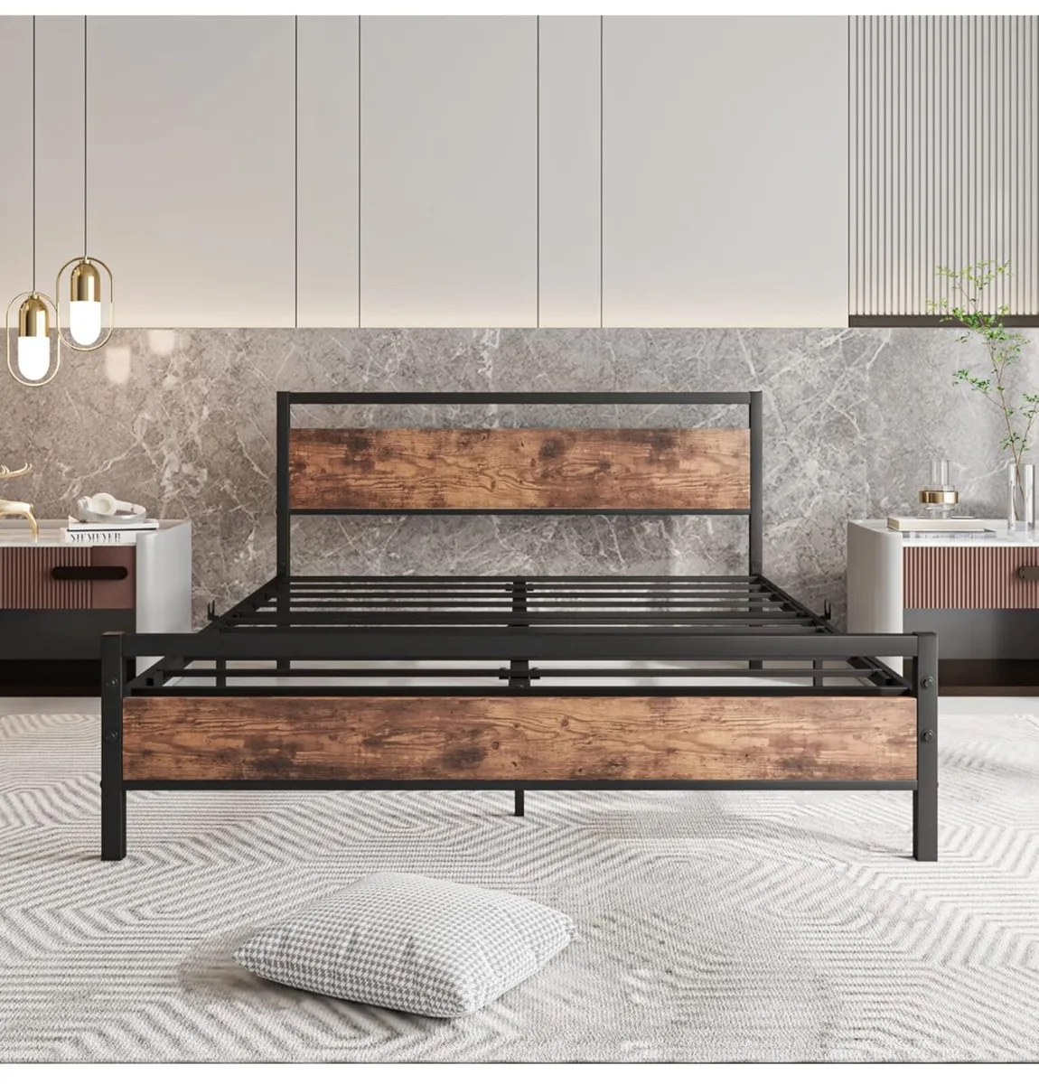 King Size Bed Frame with Wooden Headboard - Image 2