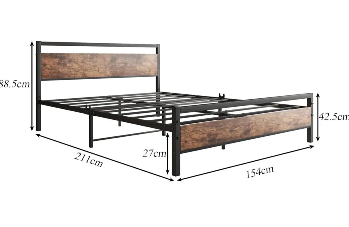 King Size Bed Frame with Wooden Headboard - Image 4
