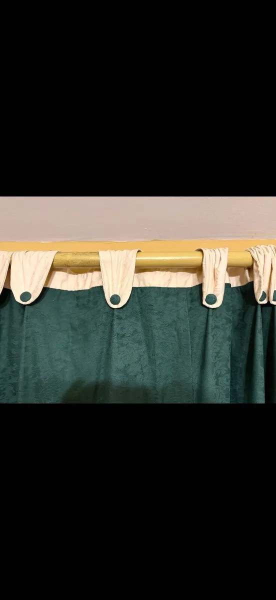 Vintage green lined curtains - Image 1