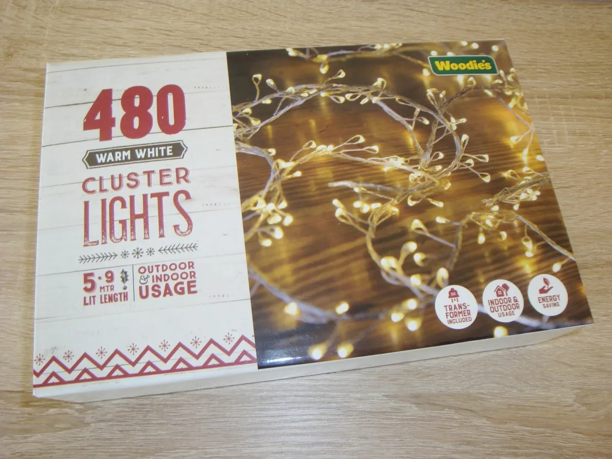 480 warm white cluster lights 5.9m - Image 1