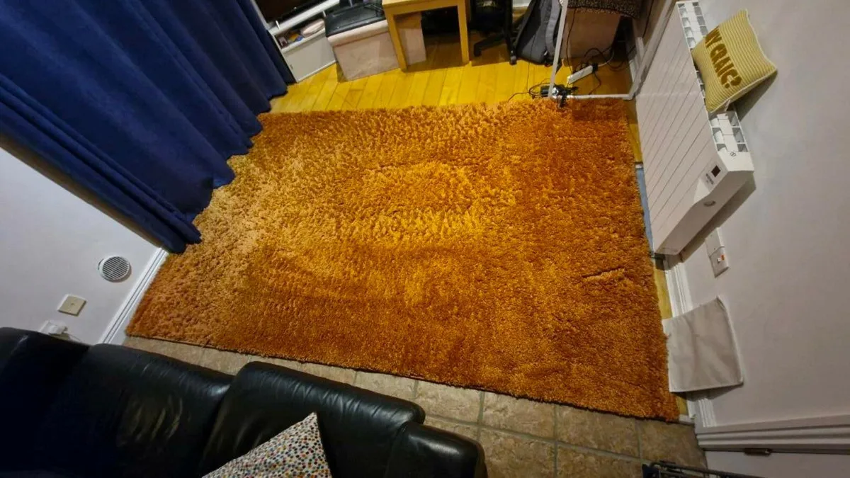 Large Red/Orange Shag Rug 2m x 2.9m - Good Conditi