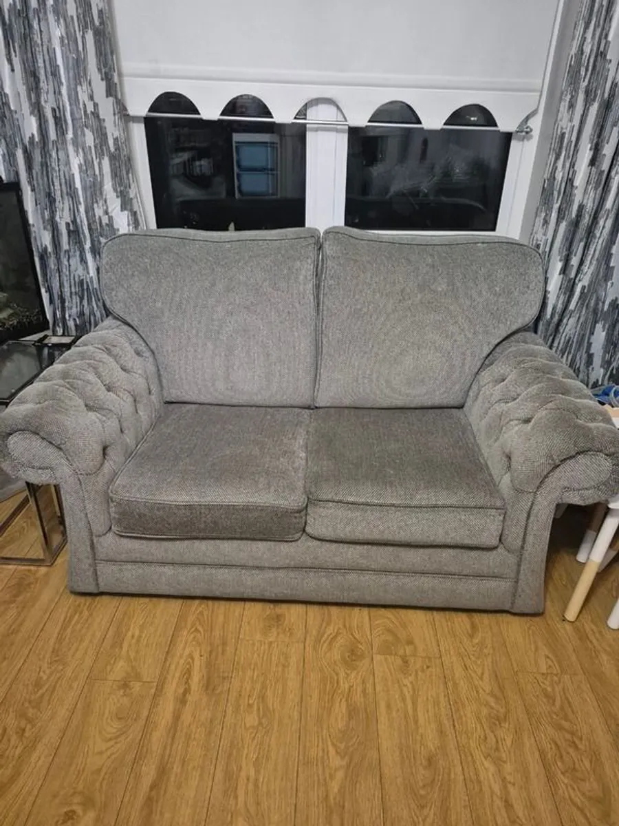 Sofa 3+2 gray with fold out bed - Image 2