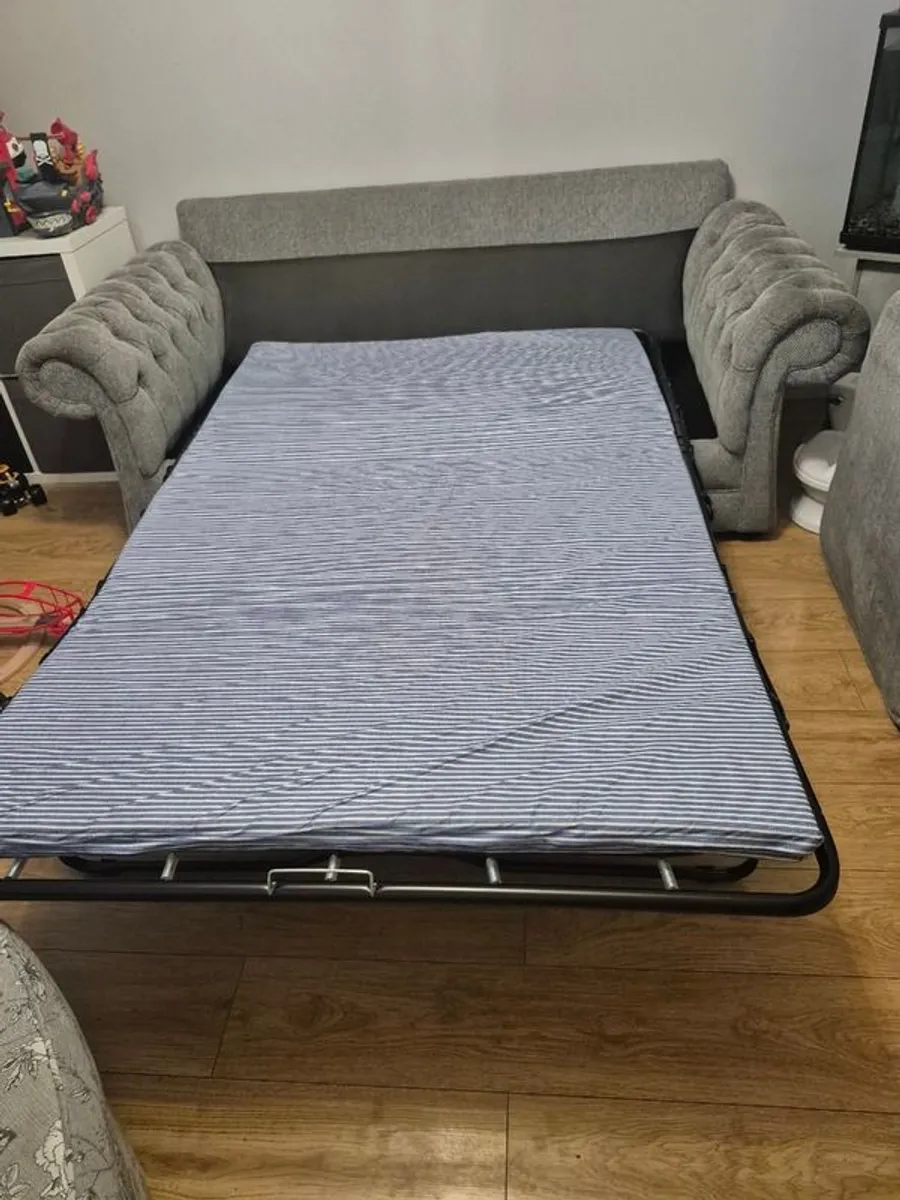 Sofa 3+2 gray with fold out bed - Image 4