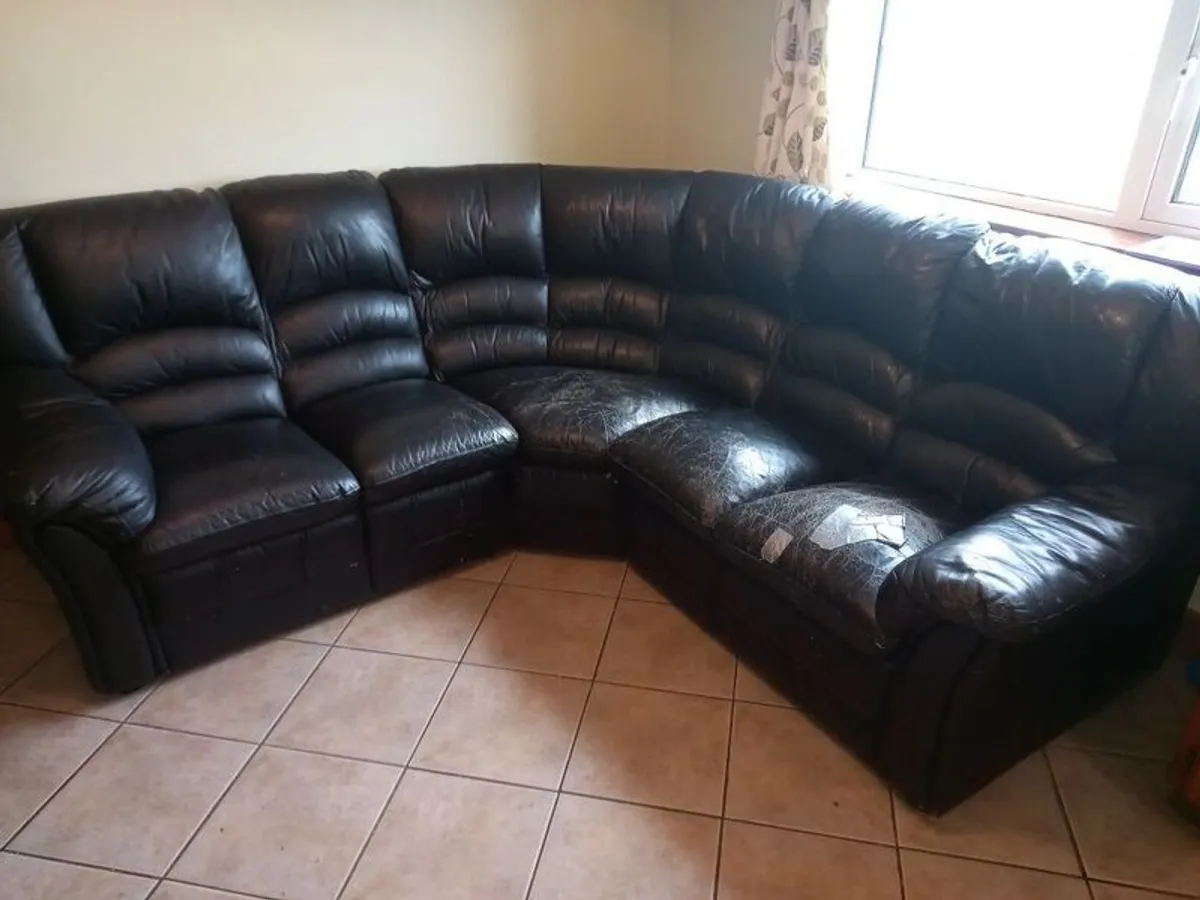 Leather Corner Sofa - Image 1