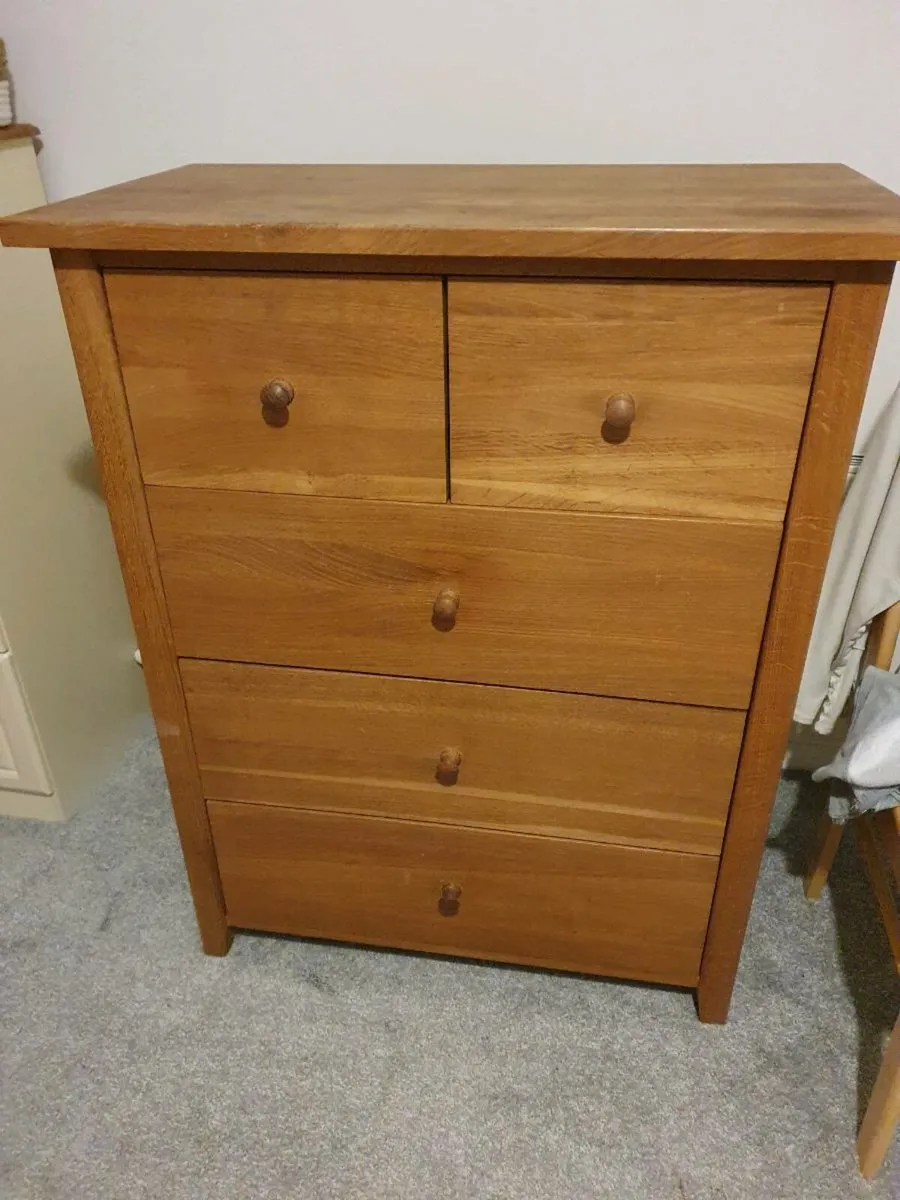 Solid Oak Chest of Drawers - Image 1