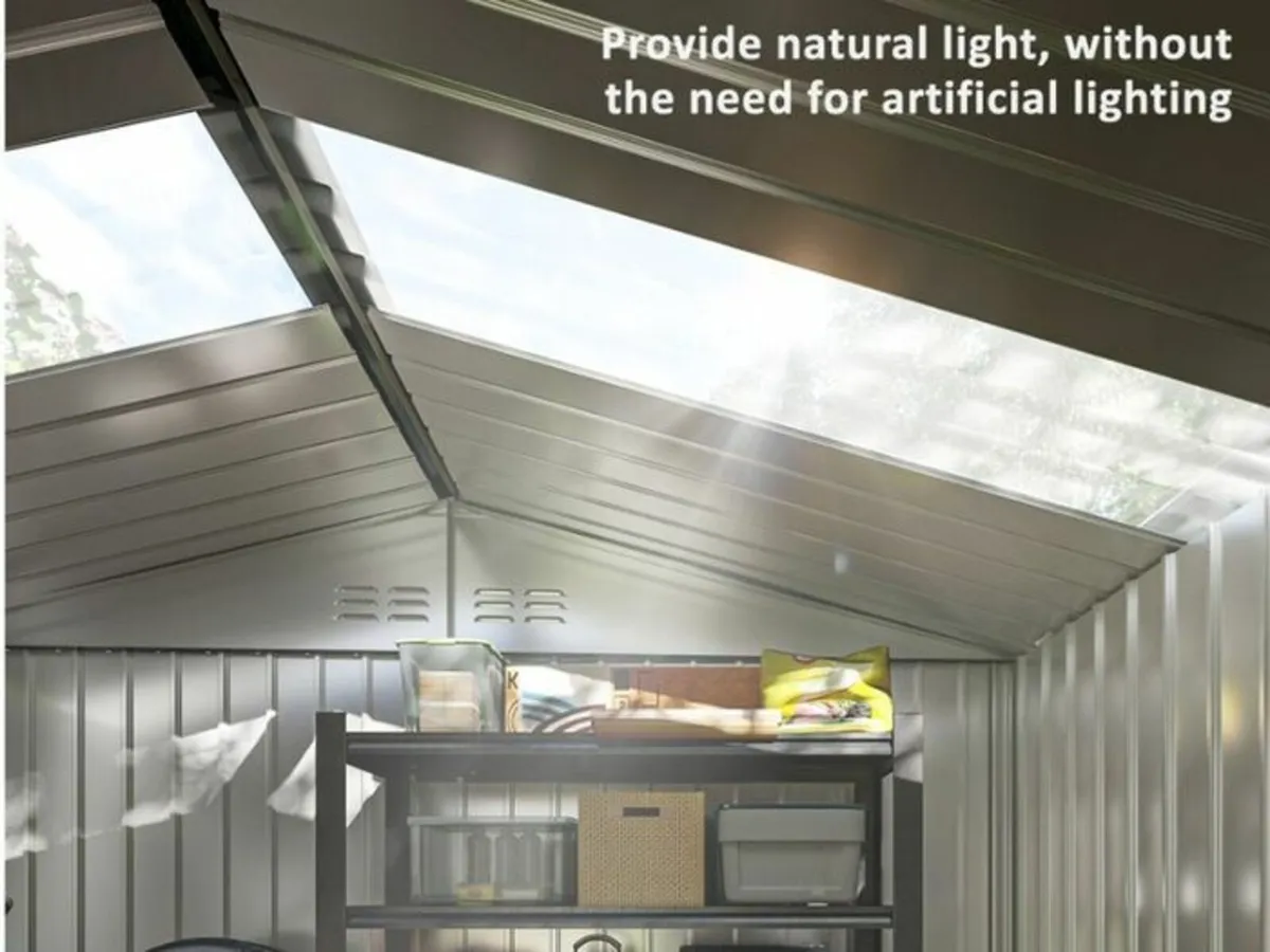 Galvanised Steel Garden Shed with Skylight & Floor - Image 3