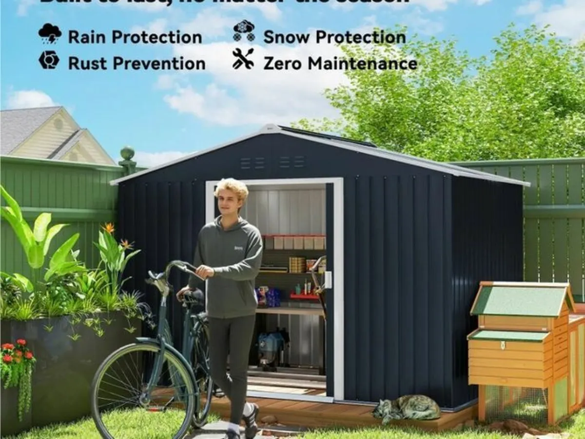 Galvanised Steel Garden Shed with Skylight & Floor - Image 4