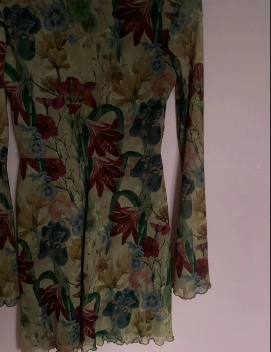 vintage floral mesh shift dress - Image 3