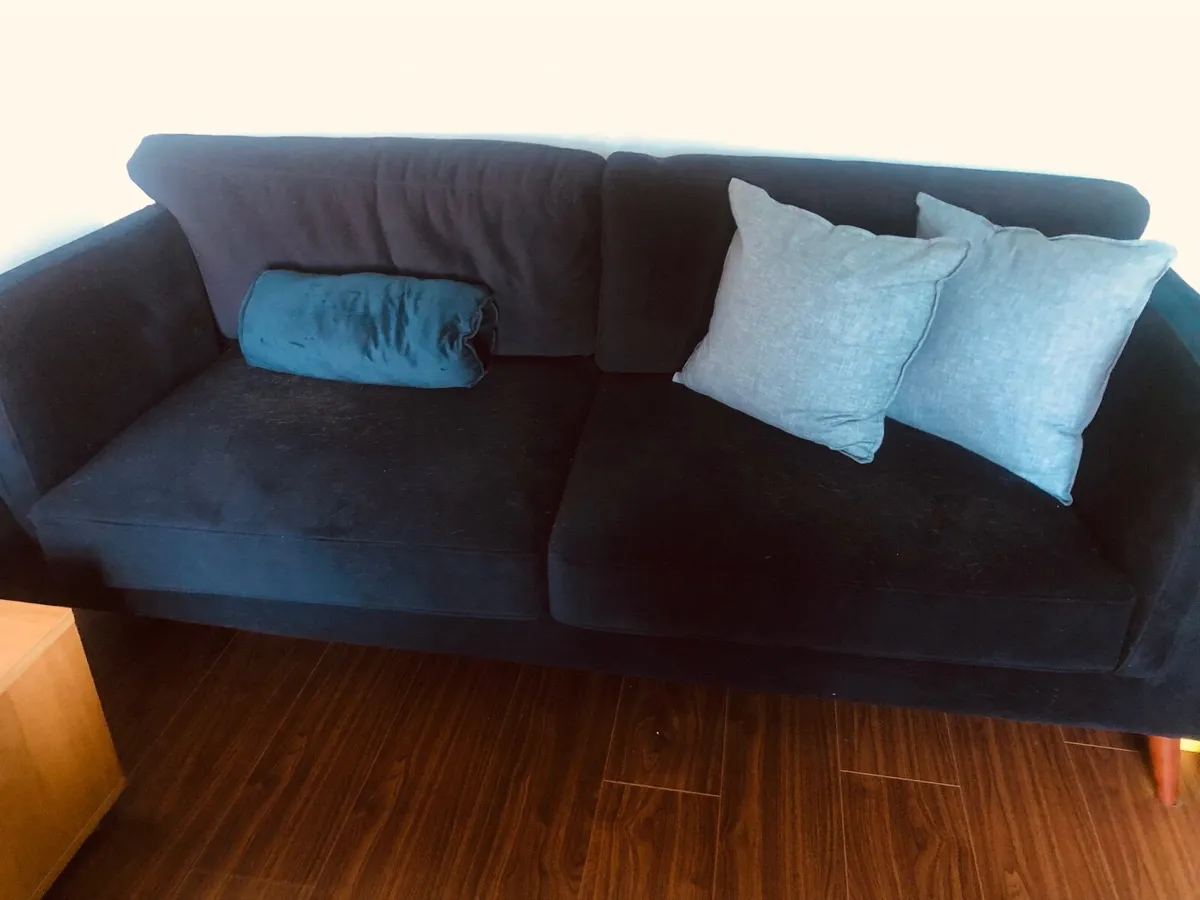 Navy Velvet Sofa for Sale - Image 3