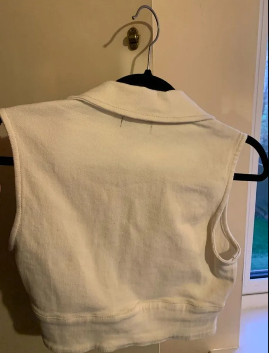 cream denim skirt and waistcoat - Image 2