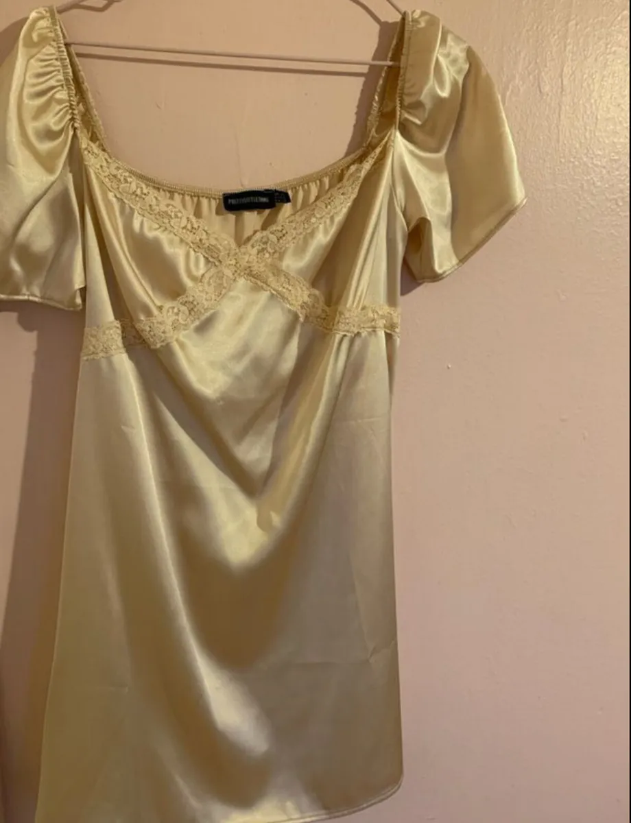 champagne satin lace dress - Image 1