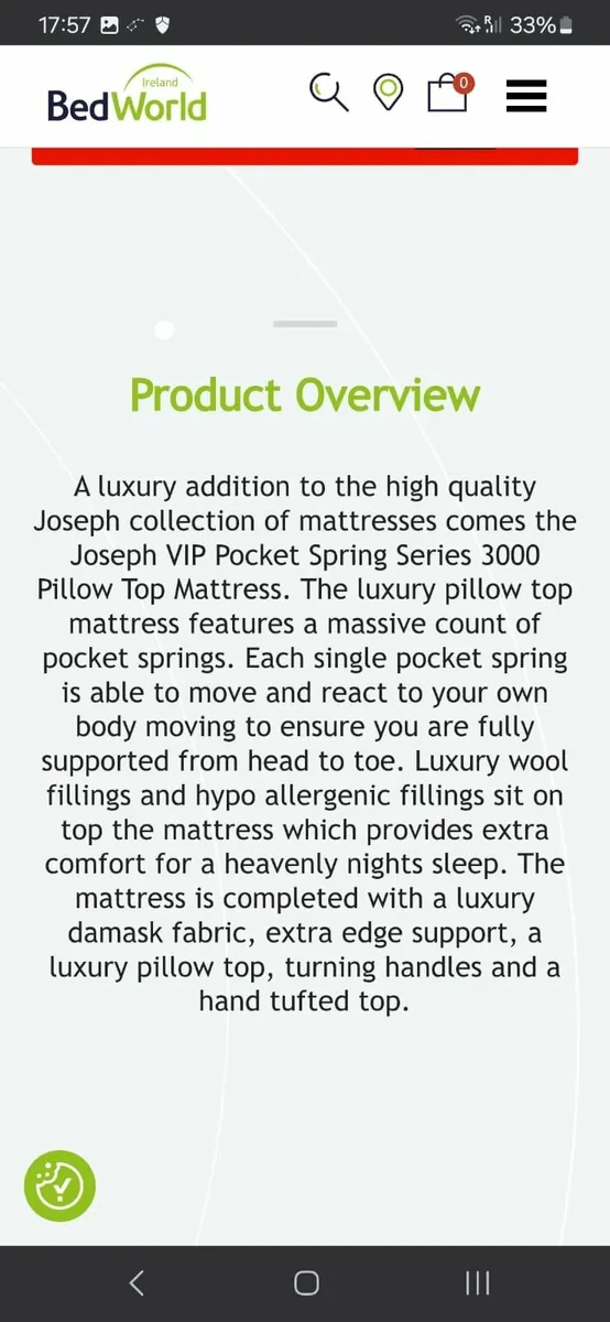King size Mattress Pocket spring with pillow top - Image 2