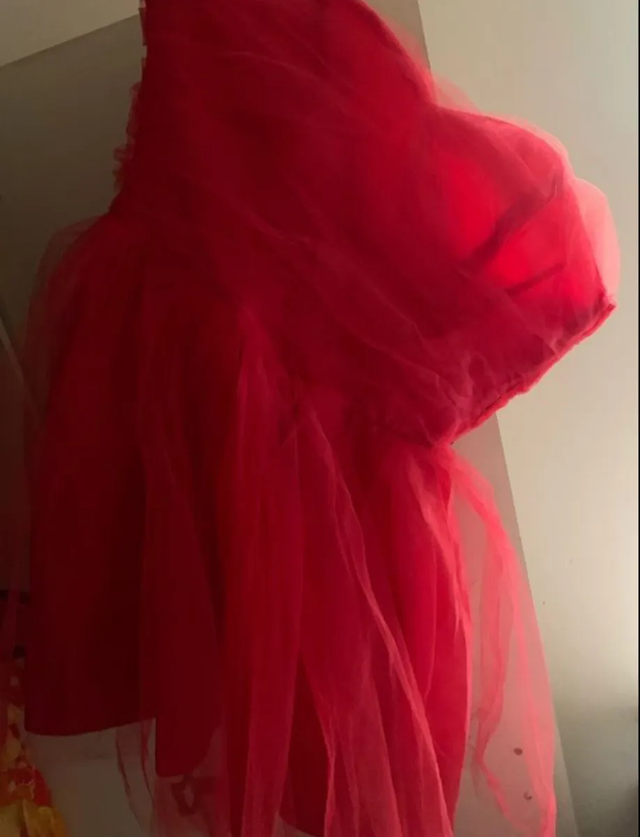 miss selfridge tulle frill prom mini dress red - Image 1