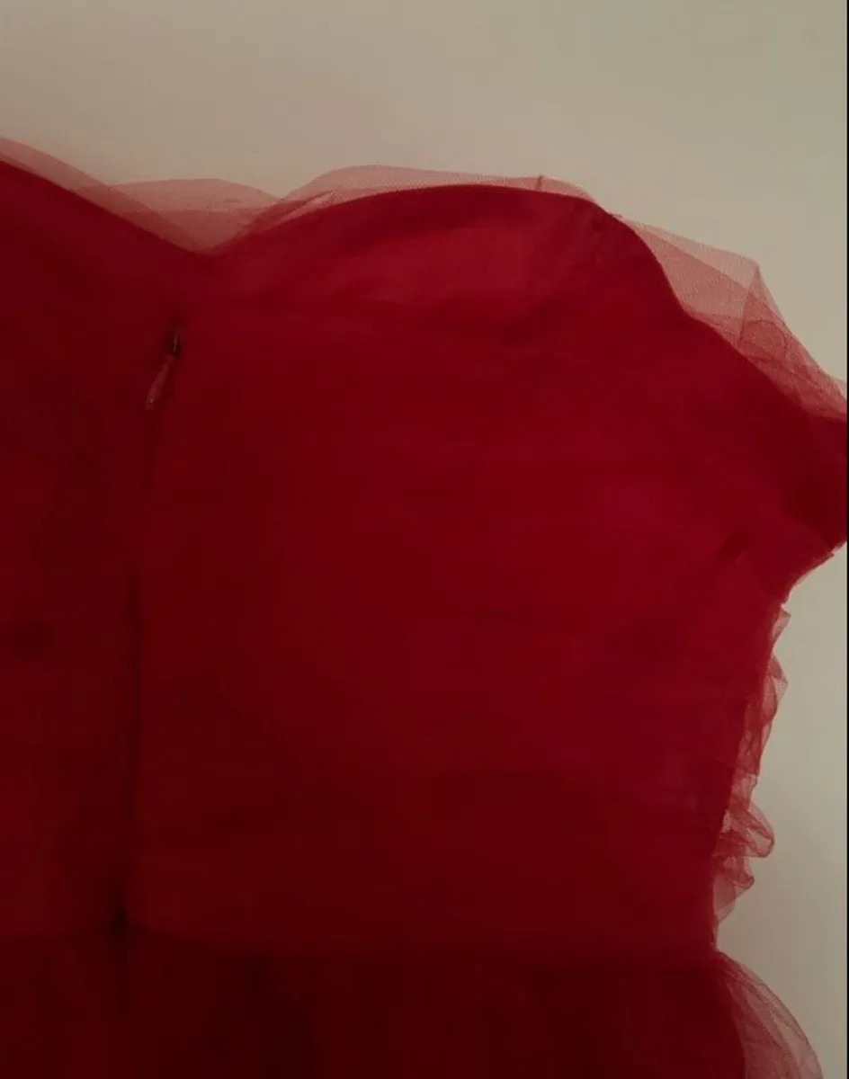 miss selfridge tulle frill prom mini dress red - Image 2