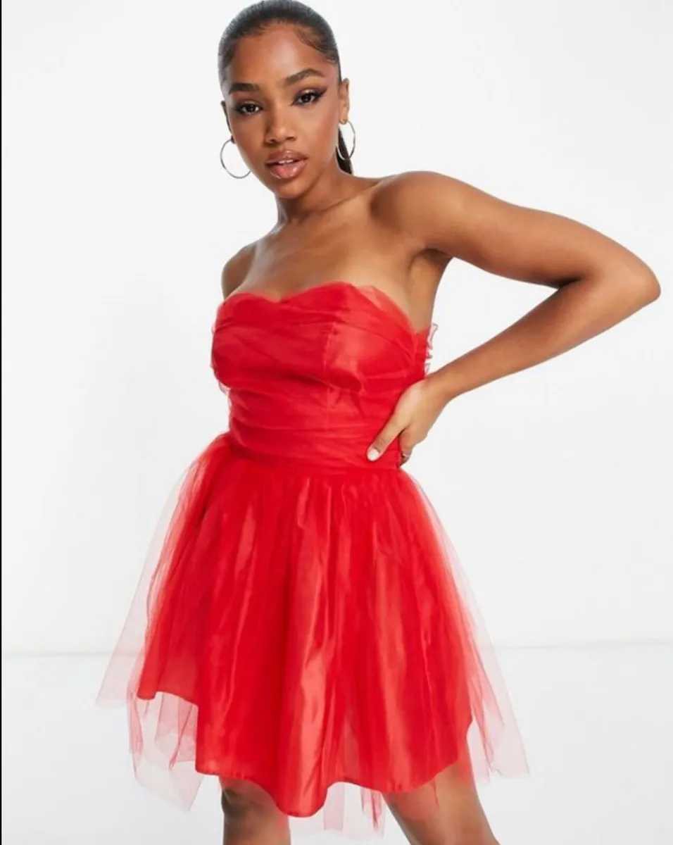 miss selfridge tulle frill prom mini dress red - Image 3