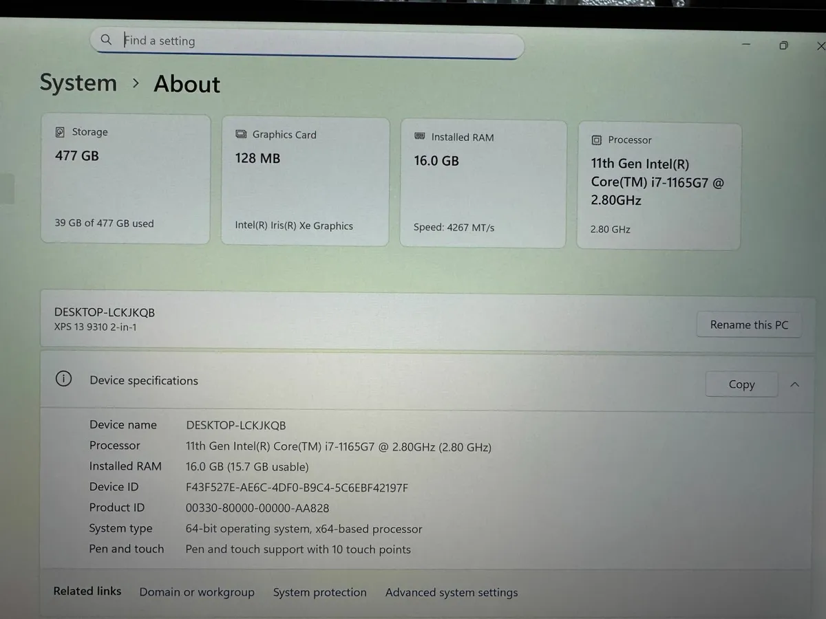 Dell XPS 9310 13" UHD 2in1 Laptop i7-1165G7 | 16GB - Image 3