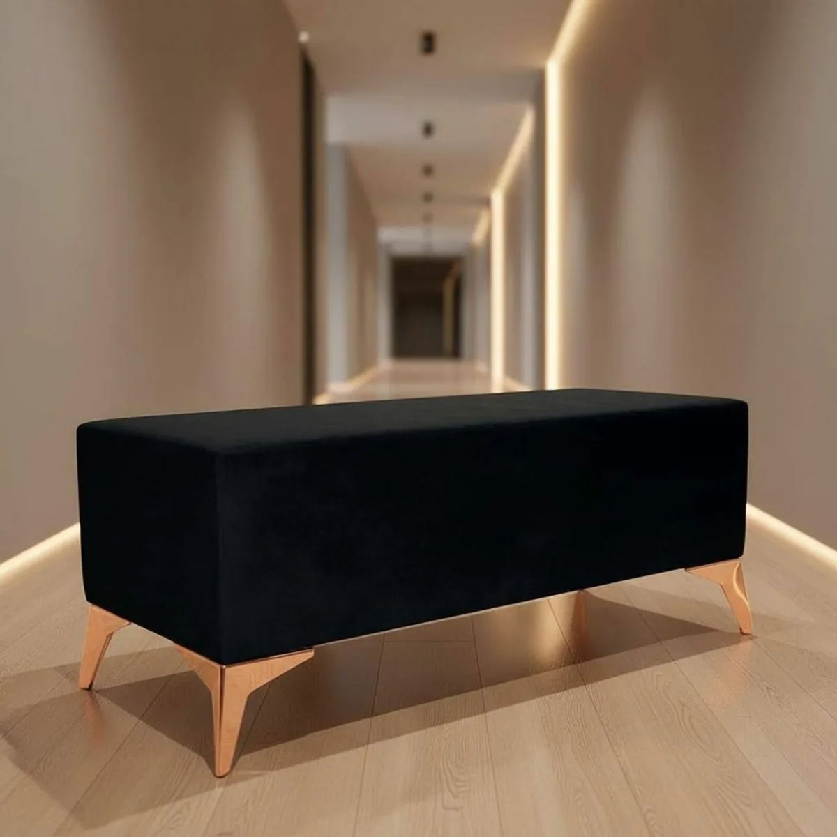 Velvet bench 120x40 black - Image 1