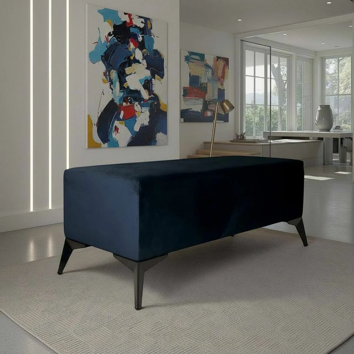 Velvet bench 120x40 black - Image 4