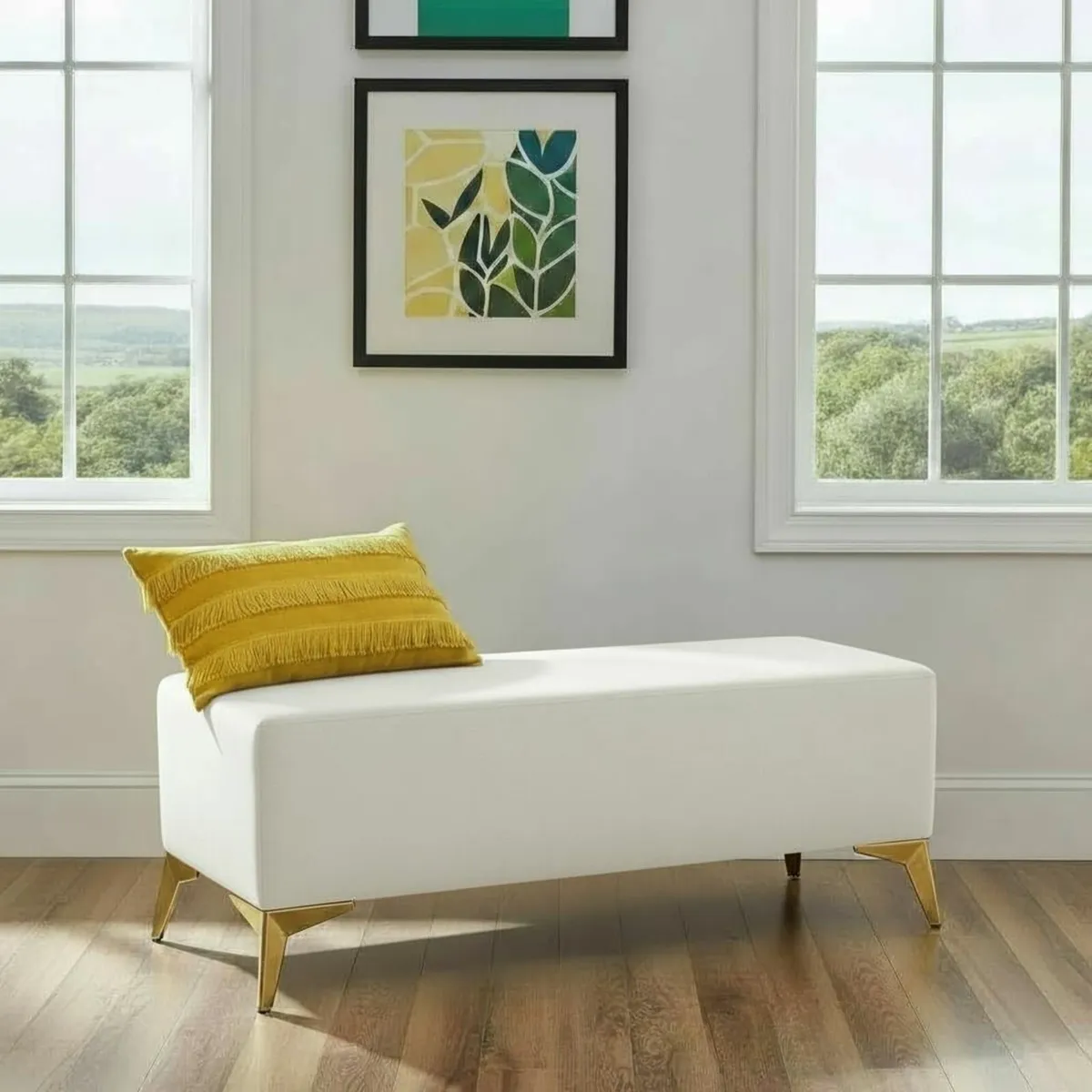 Velvet bench with legs 120x40 - Image 2