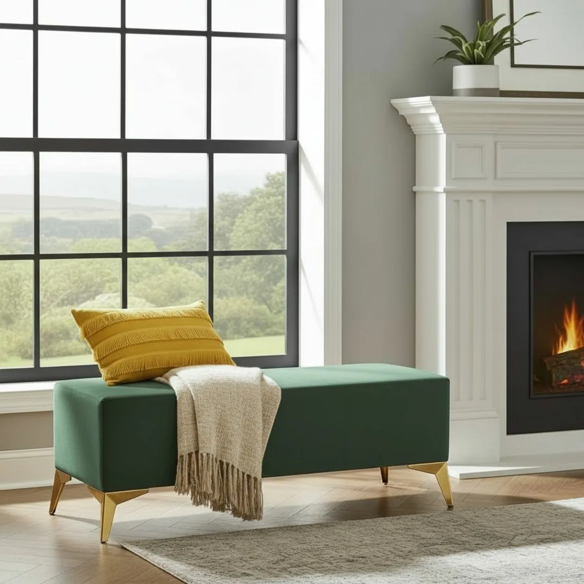 Velvet bench with legs 120x40 - Image 3