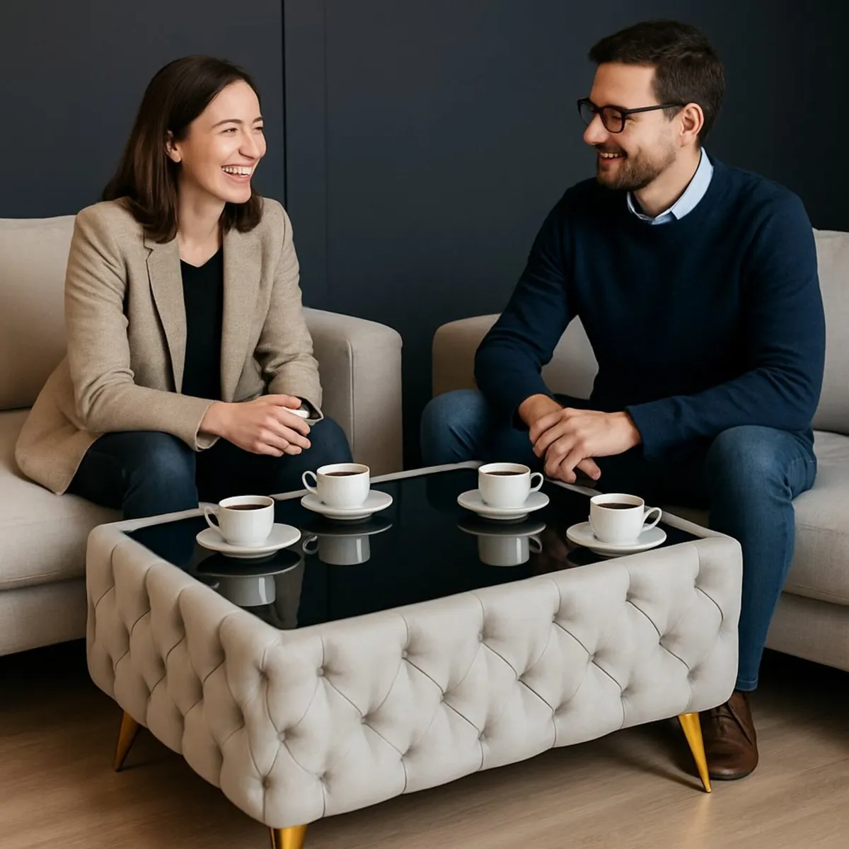 Chesterfield coffee table with glass - Image 1
