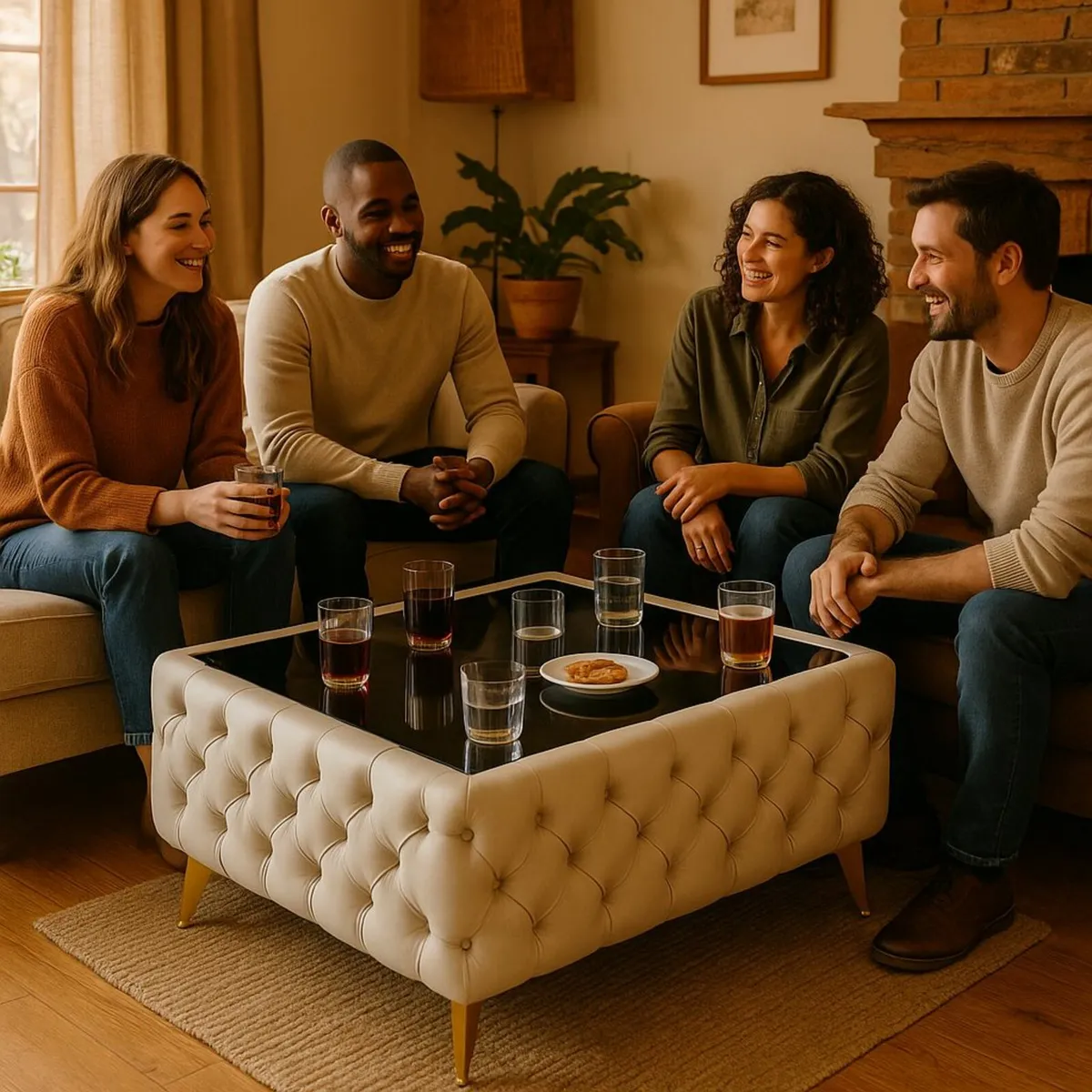 Chesterfield coffee table with glass - Image 2