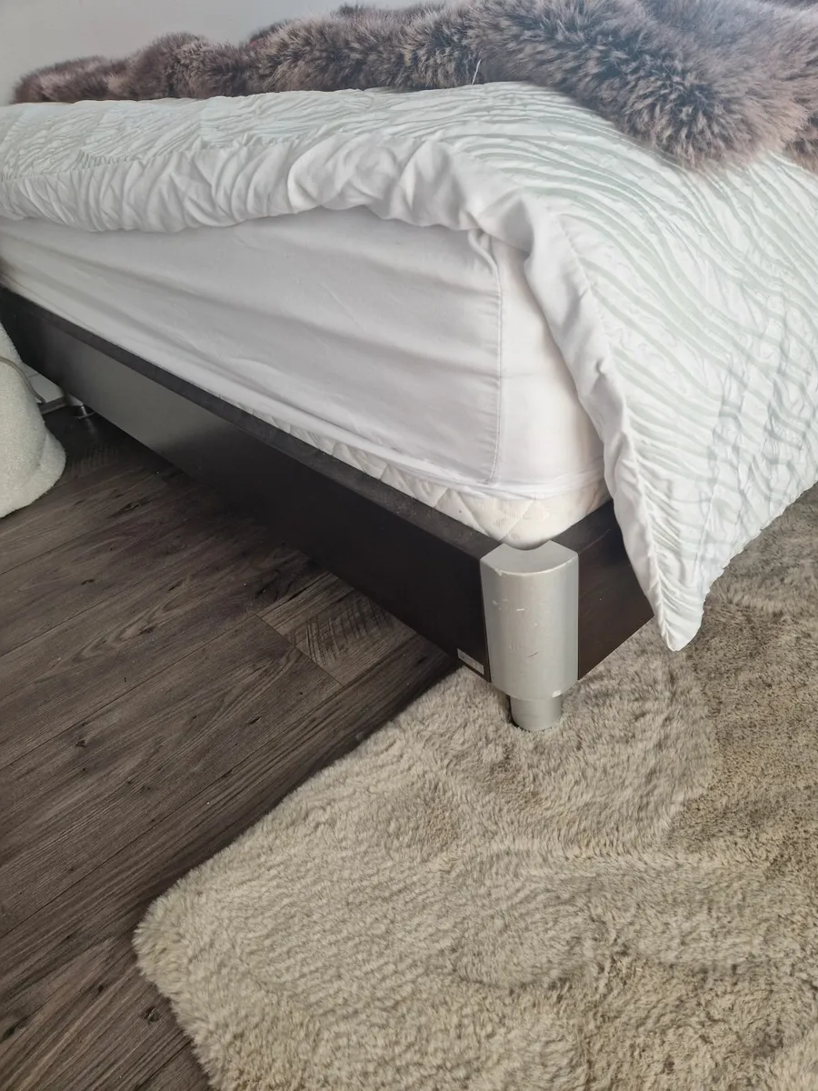 Dark oak bed frame and Double Emma 5ft mattress - Image 1