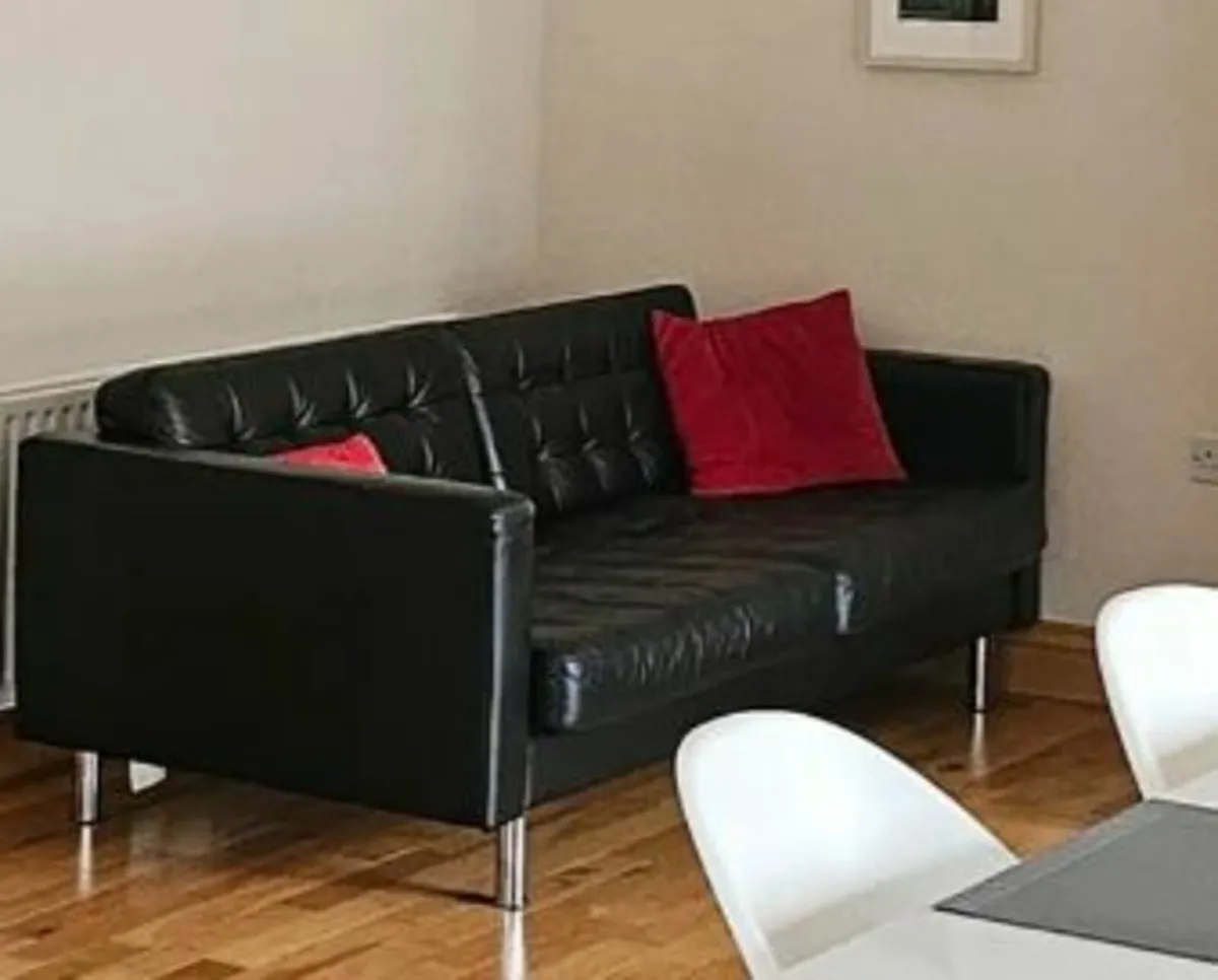 Ikea Landskrona 3 seater black leather sofa couch