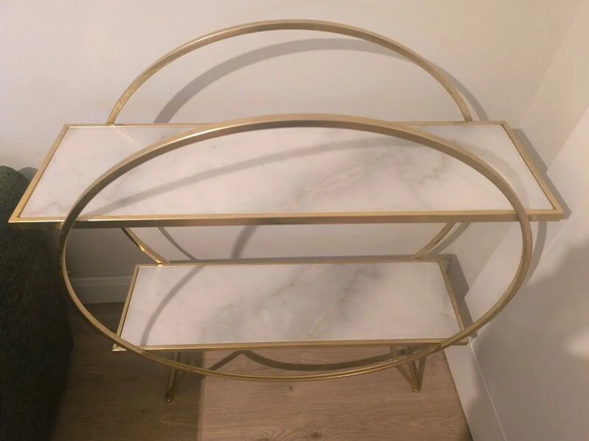Quick Sale: Stunning Gold & Marble 2-Tier Side Table - Image 1