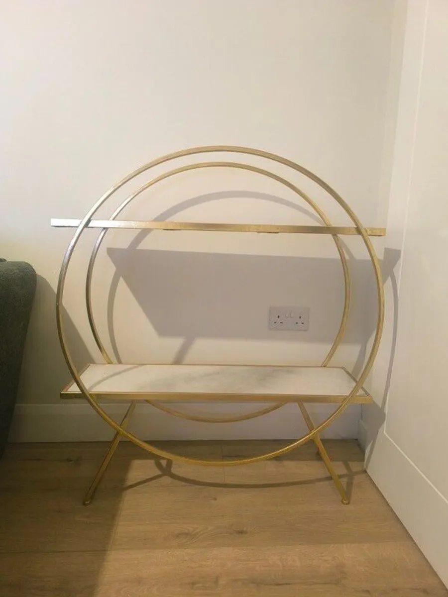 Quick Sale: Stunning Gold & Marble 2-Tier Side Table - Image 2
