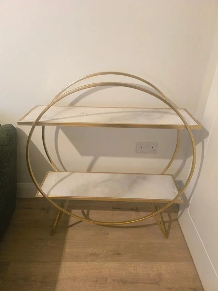 Quick Sale: Stunning Gold & Marble 2-Tier Side Table - Image 3