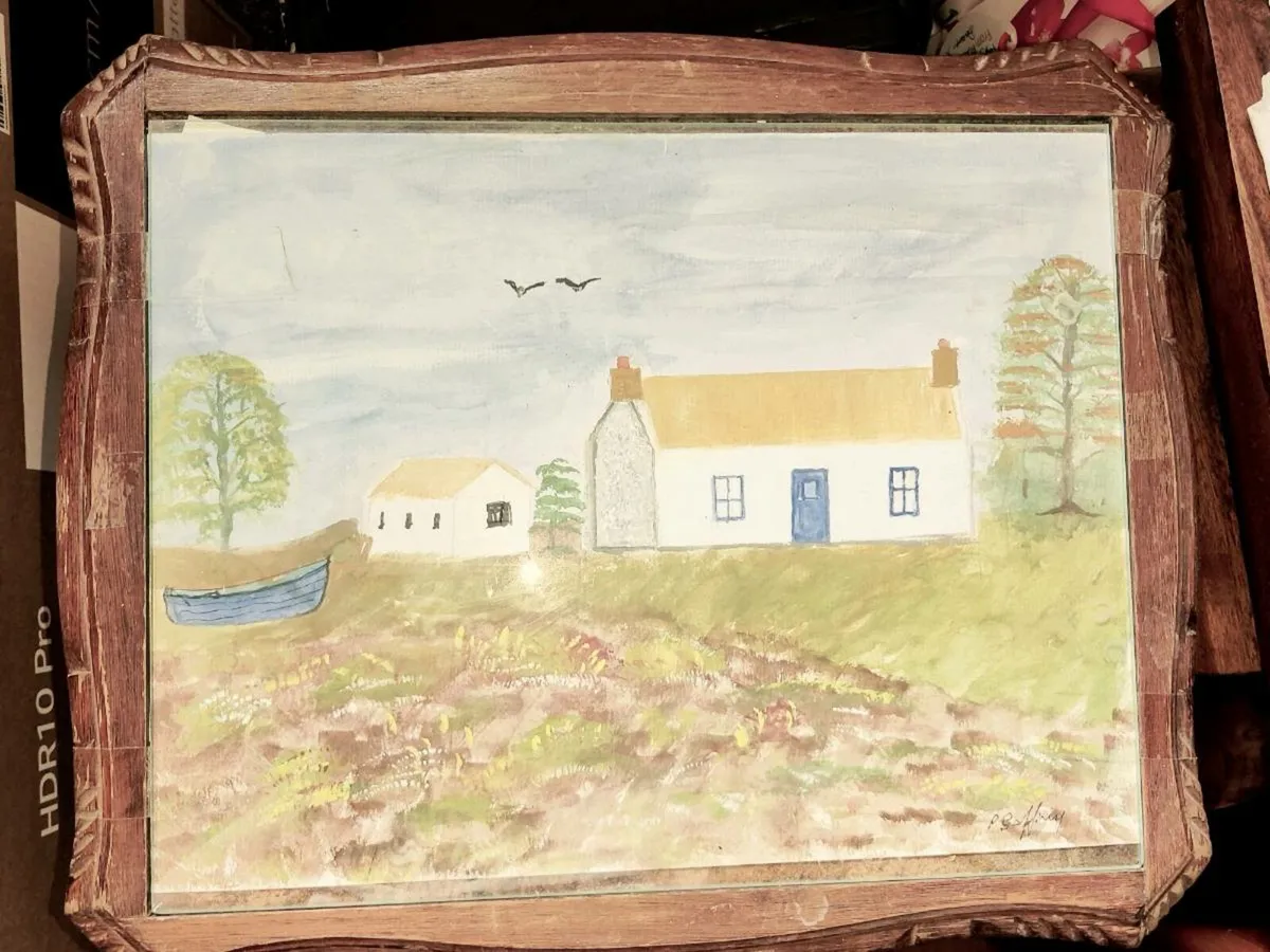 VOUNTRY SCENE, Vintage Large Nest Table Signed Art - Image 1