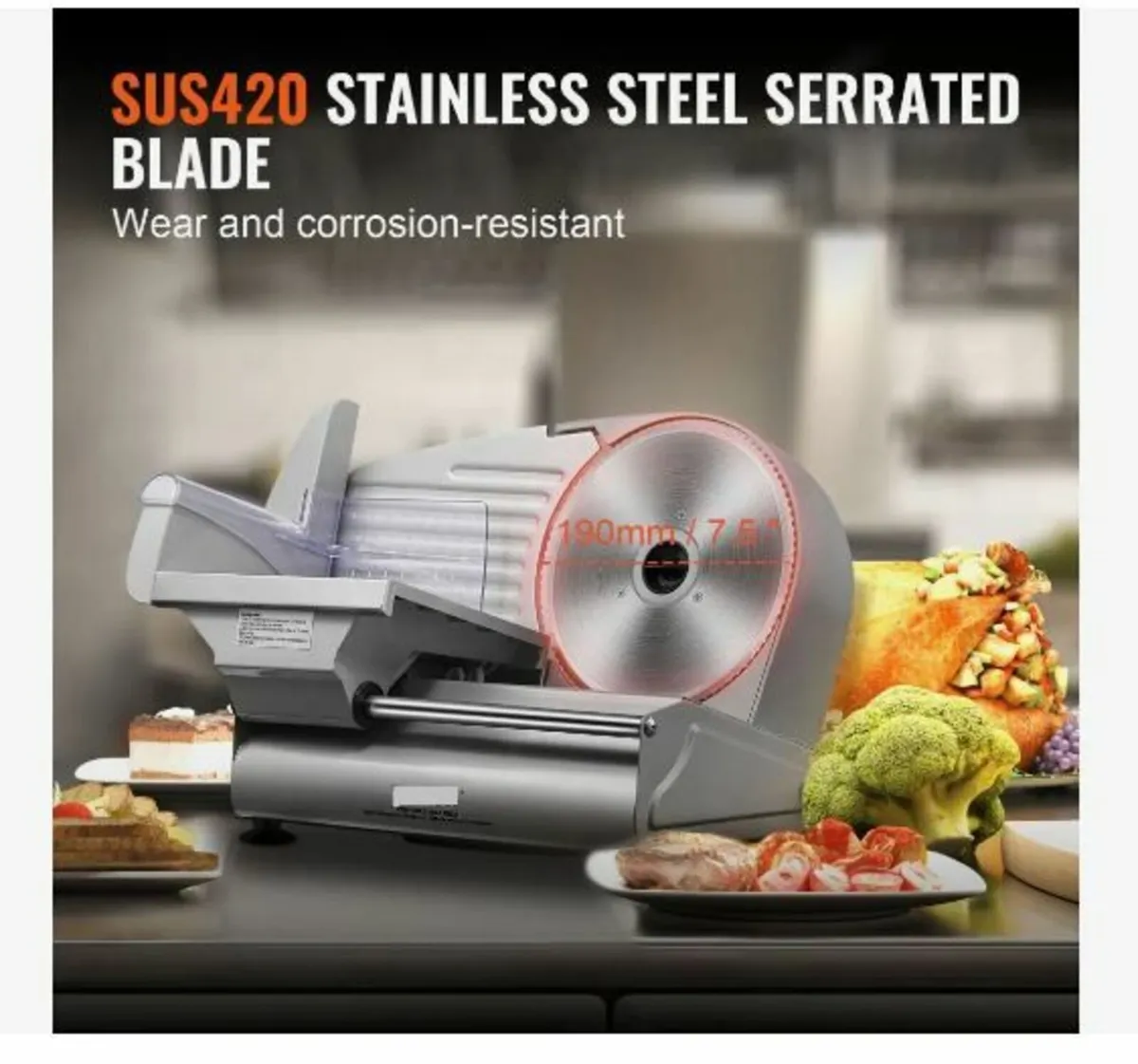 Meat Slicer, 180W Electric Deli Food Slicer - Image 4