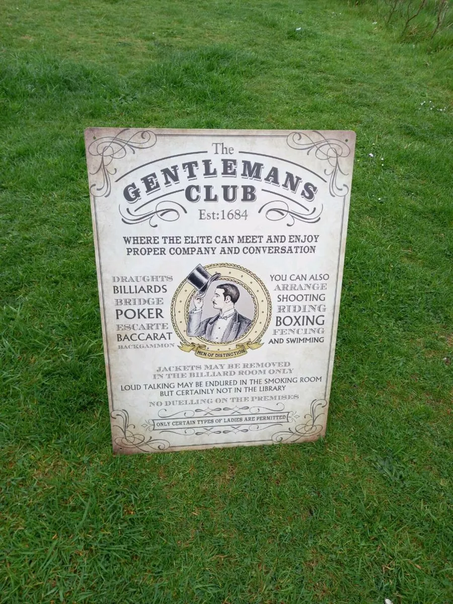 Gentleman's Club Large Tin Sign - Image 1