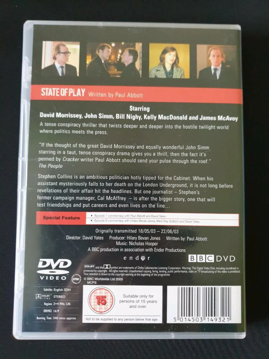 State of Play DVD 2003 David Morrissey John Simm - Image 2