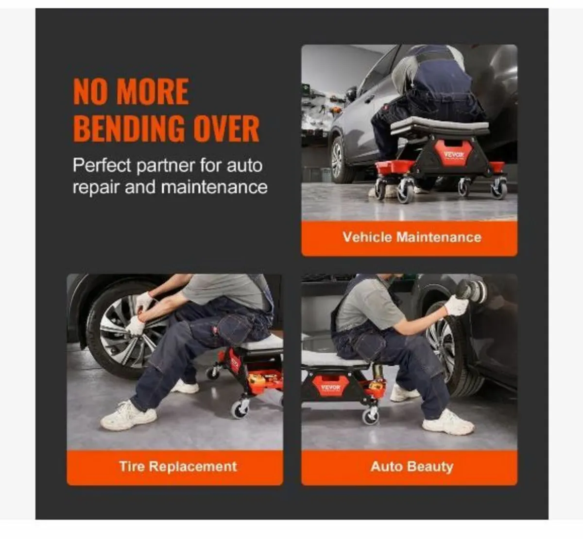 Mechanics Stool, 136.1kg Capacity - Image 4