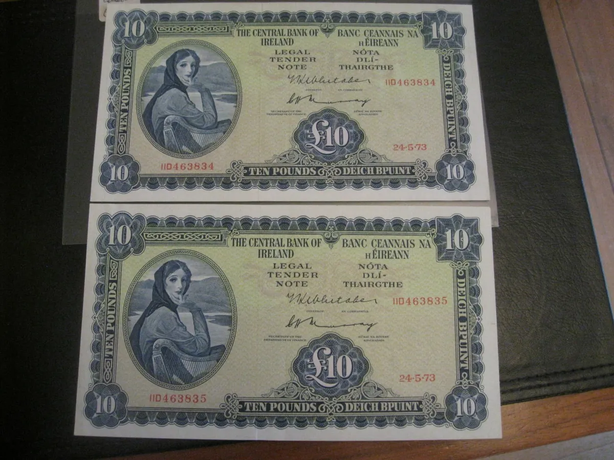 Consecutive 10 Pound Lavery Notes - Image 1